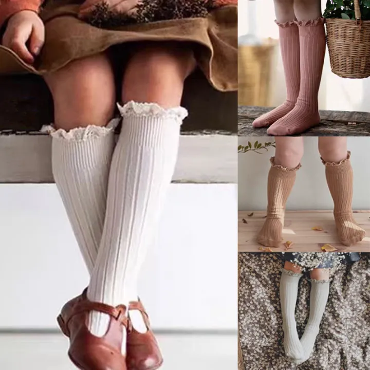 Ruffle%20Kids%20Knee%20High%20Socks%20Baby%20Girls%20Toddlers%20Long%20Soft%20Cotton%20Sock%20Lace%20Flower%20Children%20School%20Uniform%20Socks%20For%200-8%20Years%20-%20Image%202
