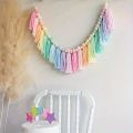 1pc Boho Colorful Rainbow Tassel Garland Handmade Wooden Bead Banner Home Festival Party Decoration Wall Hanging Banner. 