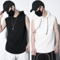 2024 Summer New Men's Fashion Sportswear Gym Fitness Jogging Hooded Sleeveless T-shirt Loose Large Comfortable Top. 