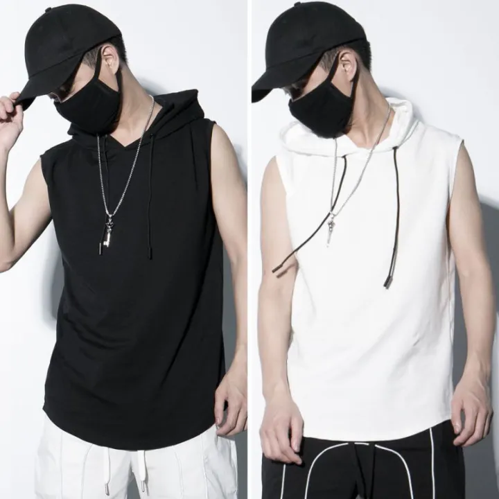 2024%20Summer%20New%20Men's%20Fashion%20Sportswear%20Gym%20Fitness%20Jogging%20Hooded%20Sleeveless%20T-shirt%20Loose%20Large%20Comfortable%20Top%20-%20Image%202