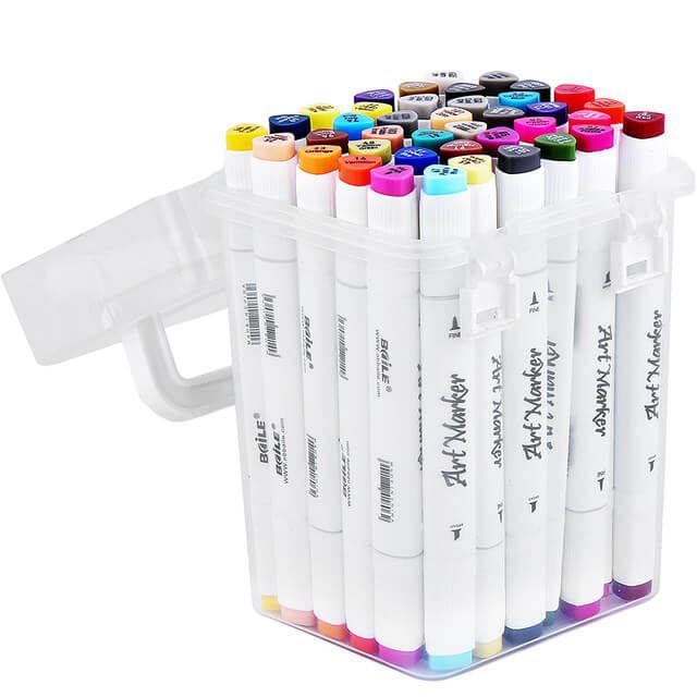Baile 36 Colors Art Markers Set, Dual Tips Permanent Artist Coloring Drawing Markers Pen
