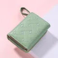 Women's Short Embroidered Love Zero Wallet Zipper Buckle Large Capacity Card Bag Versatile Fashion Simple. 