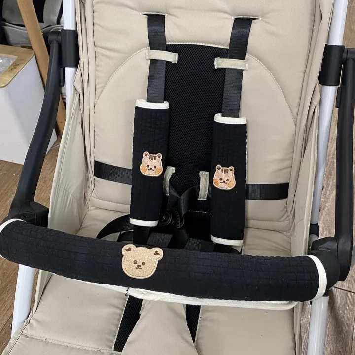 3pcs%20Baby%20Stroller%20Front%20Armrest%20Protective%20Cover%20Cotton%20Trolley%20Towel%20Children's%20Drool%20Towel%20Kids%20Seat%20Bib%20Stroller%20Accessories%20-%20Image%203