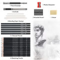 29Pcs Drawing Kit Sketching Pencils Set,Portable Pen Curtain-Charcoal Pencils, Sketch Pencils, Charcoal Stick,Sharpener,Eraser. 