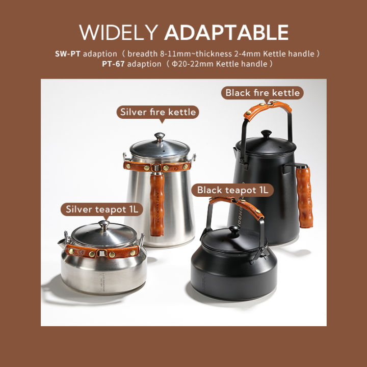 CAMPINGMOON%20New%20PT-67/SW-PT%20Heat%20Resistant%20Brown%20PU%20Sleeve%20Non-Slip%20Kettle%20Handle%20for%20Boil%20Water%20Camping%20Boil-Egg%20Pot%20Handle%20-%20Image%204