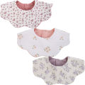 3Pcs/Lot Cute Bear Flower Print Baby Bibs Muslin Cotton Double Side Infant Boys Girls Feeding Burp Cloths Thicken Adjustable Bib. 