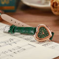 Women's Watch Fashion Rhinestone Heart Dial Leather Band Quartz Watches. 