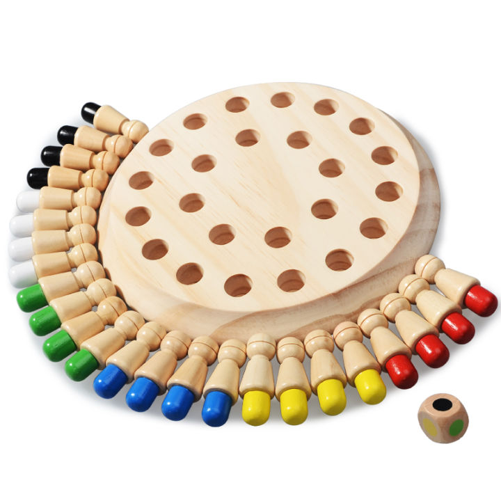 Wooden Memory Match Stick Chess Color Game Board Puzzles Montessori Educational Toy Cognitive Ability Learning Toys For Children