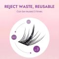 Self Adhesive Eyelashes DIY at Home Mix Length Lash Extension Reusable Individual Lashes Easy Use BQI No Glue Cluster Lashes.