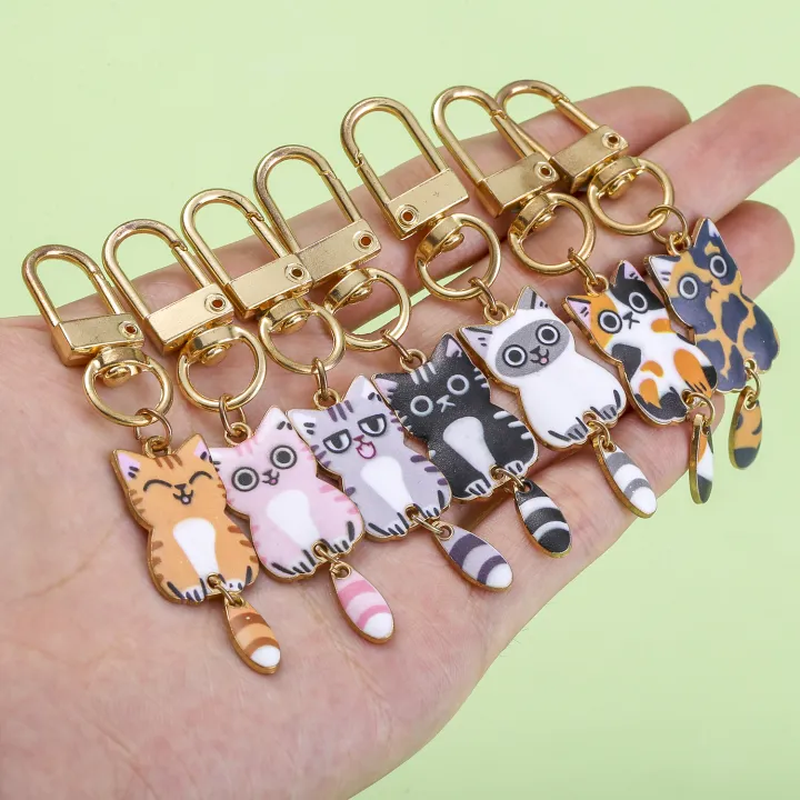 7pcs%20Cartoon%20Cute%20Enamel%20Cat%20Keychain,%20Alloy%20Animal%20Key%20Ring,%20For%20Car%20Keys,%20Backpacks,%20Wallets%20-%20Image%204