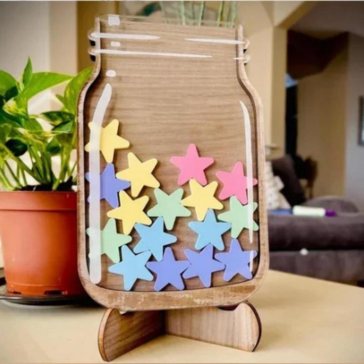 Reward Jars for Kids 25 Stars Wooden Classroom Teaching Aids for Kids ...