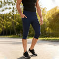 Men's High-Waist Yoga Compression Tights Quick-Dry Elastic Fitness Running Cycling Basketball Sports Shorts Seven Foot Pants.