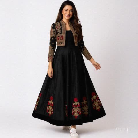 Designer Fully Embroidered Silk Maxi with Matching Embroidered Koti – Ready to Wear Formal Wedding Dress for Girls & Women