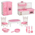 24Pcs Style Brown Miniature DollhouseFurniture Accessory Kids Toy Cute Kawaii Pink Kitchen Cooking Things For Girl . 