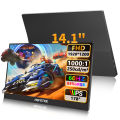 HGFRTEE Protable Monitor 14.1 Inch Full HD 1200P 16:10 Dual Speakers Dual Type-c and MINI HDMI for Mac PC Phone Xbox PS5 Switch.