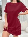 Simple And Fashionable Ladies' Home Wear Pajamas Suitable For Home Use Skirt Breathable Half-Length Short Dres.