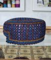 Handmade Cultural Sindhi Topi made with orignal Blue & Brown colour Pasham, Mirror & Golden Mukka. 