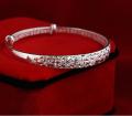 Classic Fashion Silver Color Adjustable Round Bangle Women Plated Bracelet Tibetan Carved Cuff Bangles Wedding Party Accessories. 