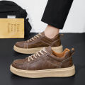 Leather Trend Men Casual Shoes Platform Soft Sneakers Outdoor Breathable Sport Shoes Lightweight Skid Running Shoes Tennis Shoes. 