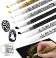 8 Pack in 4 Colors (Black/White/Gold/Silver) Acrylic Paint  Markers, Extra Fine for Ceramic, Wood, Metal, Paper, Drawing, DIY. 
