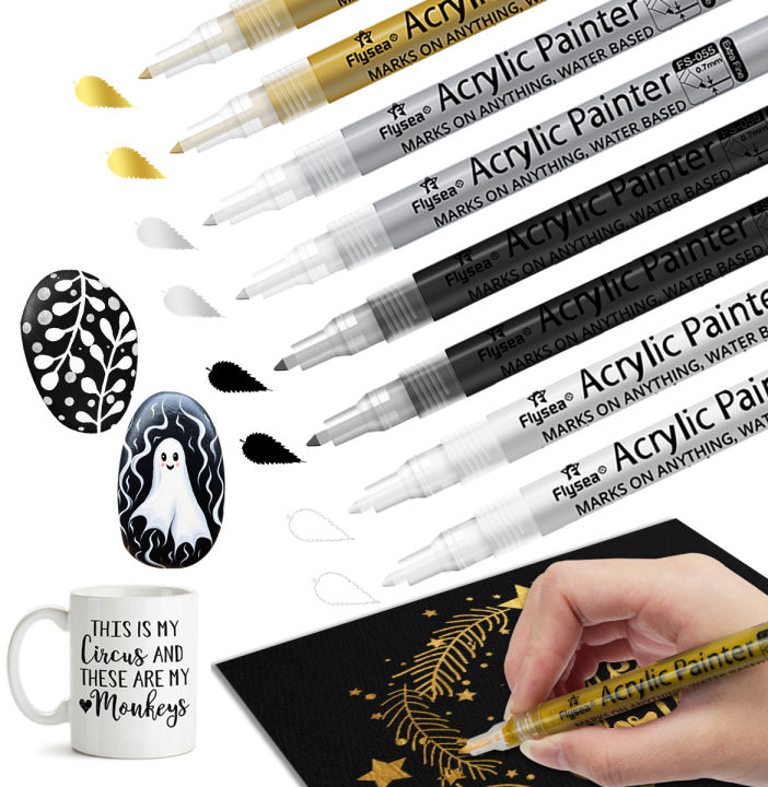 8%20Pack%20in%204%20Colors%20(Black/White/Gold/Silver)%20Acrylic%20Paint%20%20Markers,%20Extra%20Fine%20for%20Ceramic,%20Wood,%20Metal,%20Paper,%20Drawing,%20DIY%20-%20Image%202