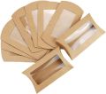 10/30/50pcs kraft paper pillow box with transparent window, candy packaging box, snack box for birthday wedding party. 