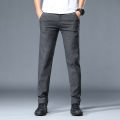 Classic Soft Grinding cotton Pants Men Business Casual Pants 2023 Autumn New Straight Slim Fashion Gray Black Brand Trousers. 