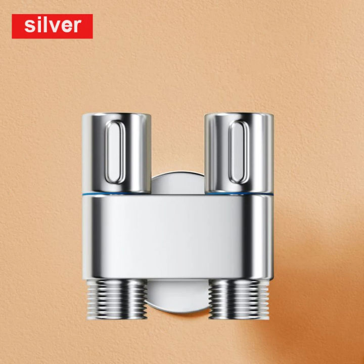 Copper Double Switch Outlet Angle Valve – G1/2, Dual Outlet, Mirror Finish, For Toilet, Bidet, Shower & Bathroom Faucet
