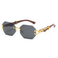 Cycling Rimless Hexagon Sunglasses Men Gradient Lens Square Sun Glasses for Women 2024 Luxury Brand Designer Eyewear UV400. 