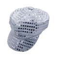 Glitter Sequin Hat Bling Costume Hat Retro Dress up Hat Beret Newsboy Cap Birthday Party Dance Hat Silver.