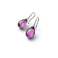 2 Pcs Gold-color Earrings Luxury Style Inlaid Faux Cat's Eye Stones Colorful Fashion Earrings.