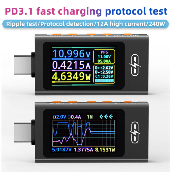UT01C Type C Tester 4-30V 12A Multi-function Digital Display Voltage ...