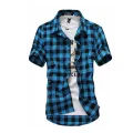 Red And Black Plaid Shirt Men Shirts 2024 New Summer Fashion Chemise Homme Mens Checkered Shirts Short Sleeve Shirt Men Blouse. 