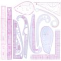 11Pcs Multifunctional French Curve Ruler Soft Plastic Patchwork Ruler Measure Dressmaking Drawing Template Craft Sewing Tools. 