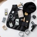 Children Pretend Play Toy Simulation Police Cosplay Roles Play Educational Wooden Toy For Boy Dressing Imitation. 