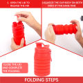 1 PC Red 500ML Portable Foldable Silicone Water Bottle Folding Gym Water Bottles Food Grade. 