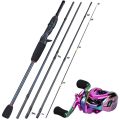 Sougayilang Fishing Rods and Reels 5 Section Carbon Rod Baitcasting Reel Travel Fishing Rod Set with Full Kits Carrier Bag. 