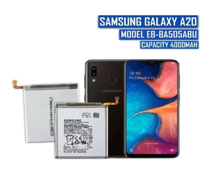 Samsung Galaxy A20  Battery  Samsung Galaxy A20 SM-A205F/DS Battery Model EB-BA505ABU (4000mAh) Originall Equipment Manufacturer