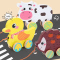 Montessori Early education Wooden Animal Car Toys Children Drag Car for kids Learning Walk and Have Fun . 