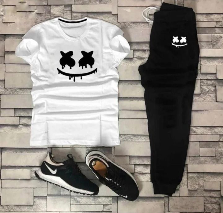 marshmallow printed track suit for mens/ summer tracksuit/ sports and outdoors