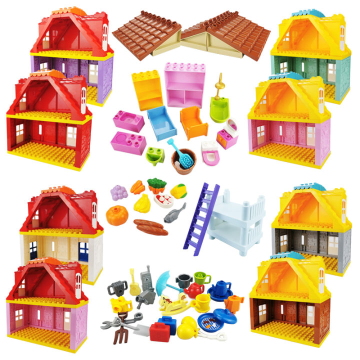 Big Building Blocks House Architecture Window Wall Roof Furniture ...