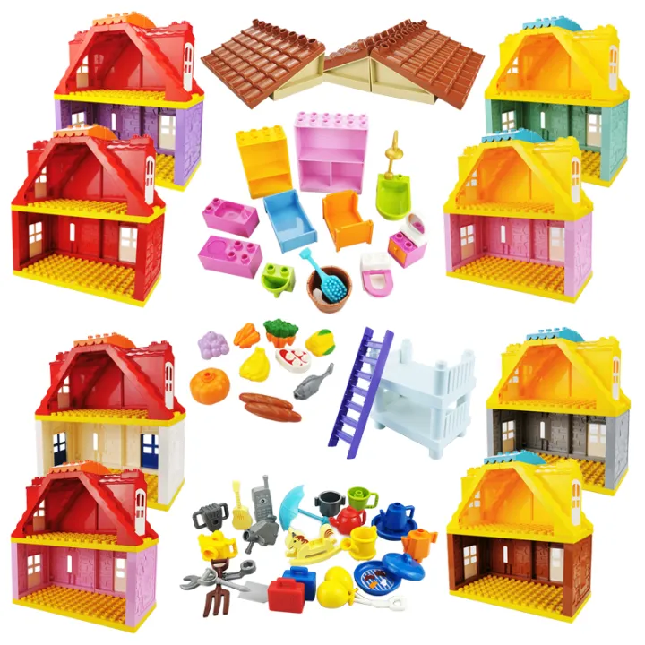 Big Building Blocks House Architecture Window Wall Roof Furniture ...