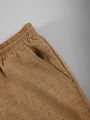 Summer Men's Cotton Linen Texture Stand Collar Short Sleeve Shirt & Shorts Casual Set, Loose Breathable Two-Piece Outfit.