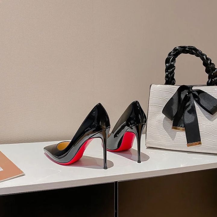 7cm%20Black%20Red%20Sole%20High%20Heels%20Spring%20Pointed%20Toe%20Stiletto%20Heel%C2%A0%20Shiny%20Single%20Shoes%20Fashion%20Patent%20Leather%20Women's%20Shoes%20-%20Image%203