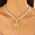 Beach Style Exaggerated Starfish Pendant Chunky Rope Necklace for Women Summer Collarbone Chain Necklaces Vocation Jewelry. 