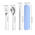 Stainless Steel Korean Spoon Fork Chopsticks 3 Piece Portable Tableware Student Outdoor Traveling Pull Out Gift Set.