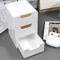 3-Tier Plastic Cosmetic Storage Box Organizer with Drawers Multifunctional Countertop Storage for Jewelry Office Supplies. 