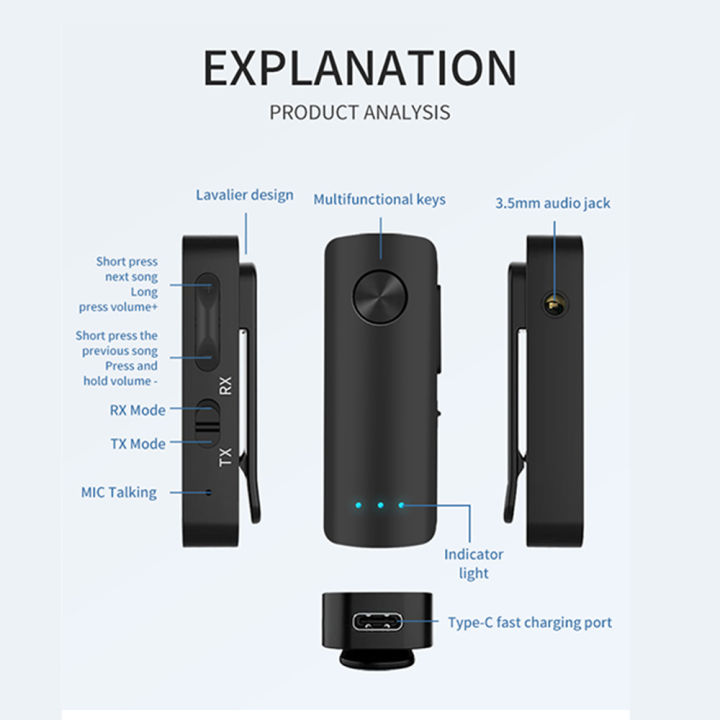 Bluetooth%205.3%20Audio%20Transmitter%20Receiver%202%20in%201%20Car%20Wireless%20Handsfree%20Adapter%203.5mm%20Audio%20Adapter%20For%20Car%20Kit%20Music%20Audio%20Aux%20-%20Image%203