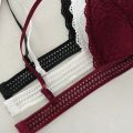 Lace Underwear Female Thin Section Bra Sexy Backless Lingerie Solid Color Embroidery Hollow Tube Top Black/RedWhite Bandeau Top. 