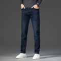 2025 Autumn Winter New High Elasticity Men's Business Jeans Haze Blue Black Gray Denim Trousers Men's Pants Work Clothes Brand. 